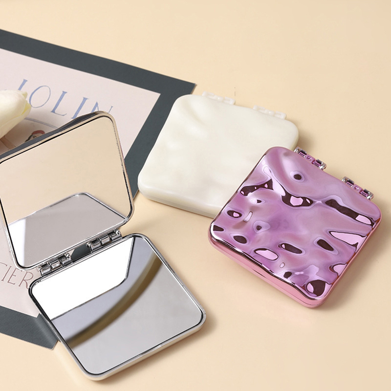 Mini Square Makeup Mirror Portable Hand Mirror Small Double-sided Miroir Folding Compact Clamshell Simplicity Mirror Beauty