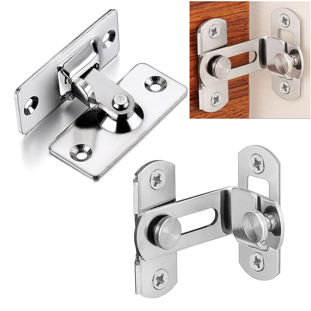 Door Lock 90 Degree Stainless Steel Cabinet Push Pull Clasp Shift Home Button Security Tools Hotel Chain Sliding Latch