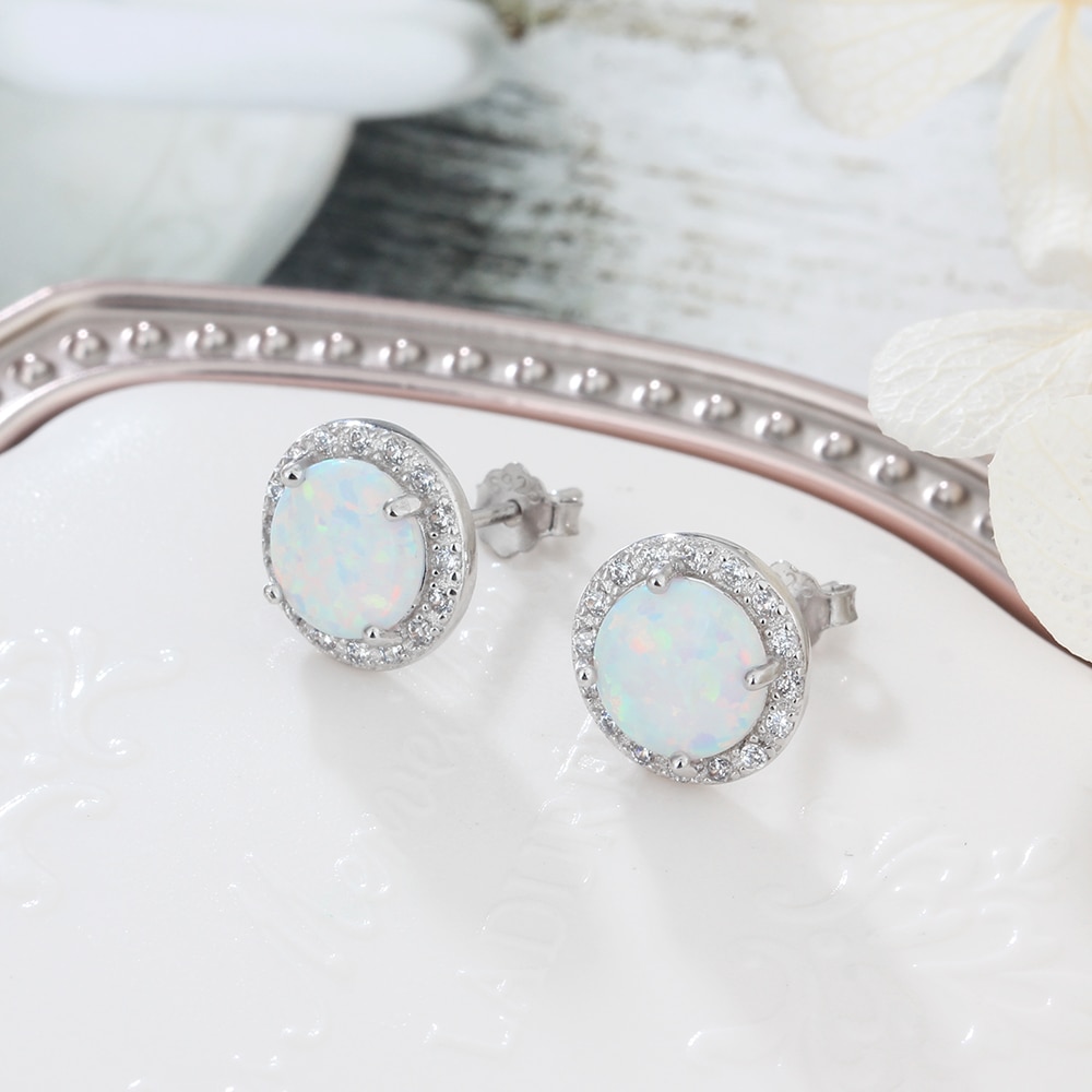 Sieraden Sets Voor Vrouwen Dainty 925 Sterling Silver White Opal Ring Oorbellen Ketting Bruiloft Sieraden Sets (Lam Hub fong)