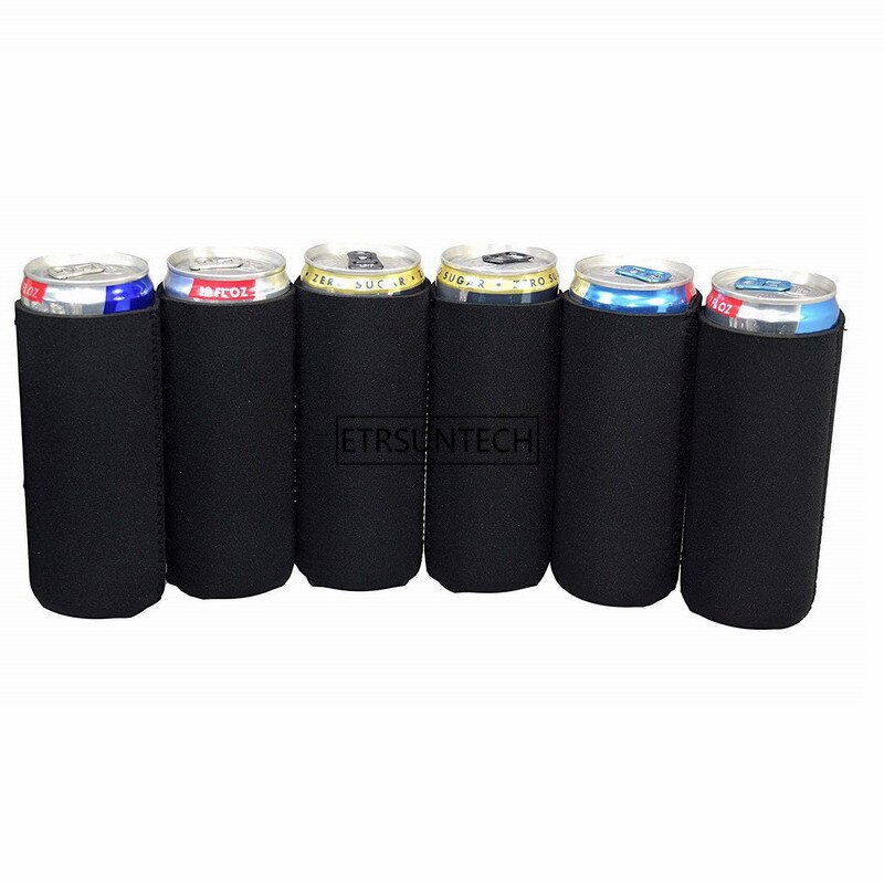 6/12PCS Black Neoprene Ultra Slim Can Sleeves Cooler Skinny Beer Can Covers For 12 oz Slim Red Bull Michelob Ultra White Claw