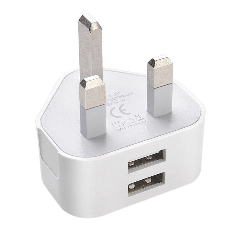 2-Port Usb Power Adapter 3 Pin Uk Plug Ac Belangrijkste Muur Oplader Voor Samsung Htc Lg