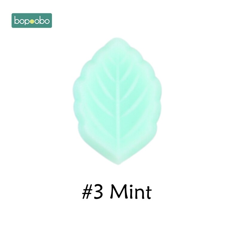 Bopoobo 5pc Silikon Perlen Blatt sehr klein Stange BPA FREI Silikon Beißringe Baby Spielzeug Silizium Perlen DIY Baby Zahnen Silikon nagetier: Minze Blatt