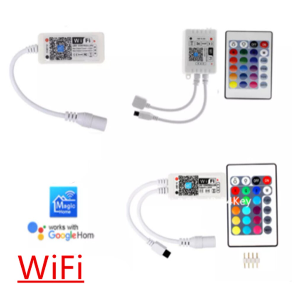 5V 12V 24V LED Strip Bluetooth-compatible / WIFI RGB / RGBW Controller Android IOS APP Alexa Google Magic Home IR Control