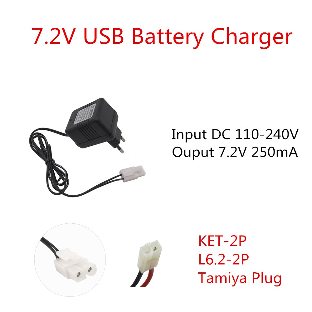 4.8V 6.0V 7.2V 8.4V 9.6V Charger for NiCd NiMH battery Input 100V-240V with Tamiya Kep-2p Plug charger For RC toys 7.2V Charger: 7.2V EU