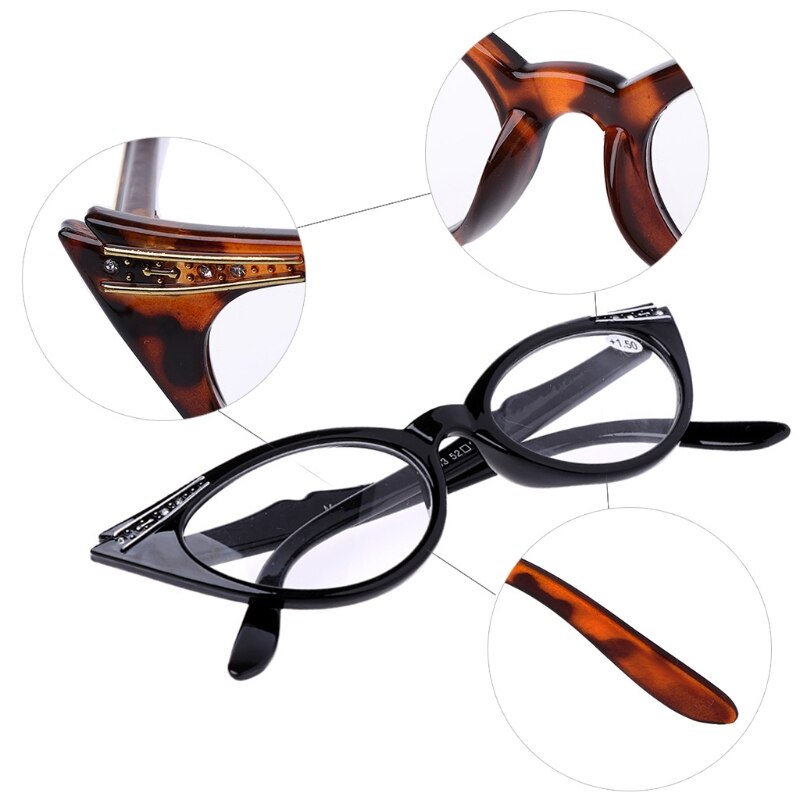 Gafas de lectura tipo ojo de gato para mujer, gafas para presbicia, lente de resina + 1,0 ~ + 3,5