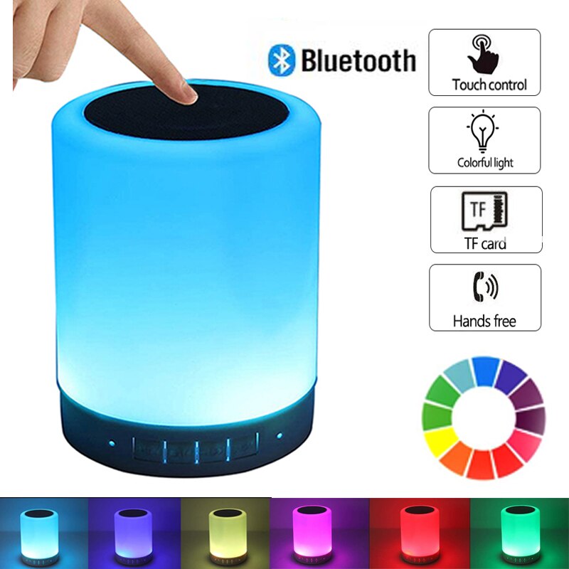 Altoparlante portatile senza fili Bluetooth Mini Player Touch Pat Light lampada da comodino a LED colorata a luce notturna per dormire meglio