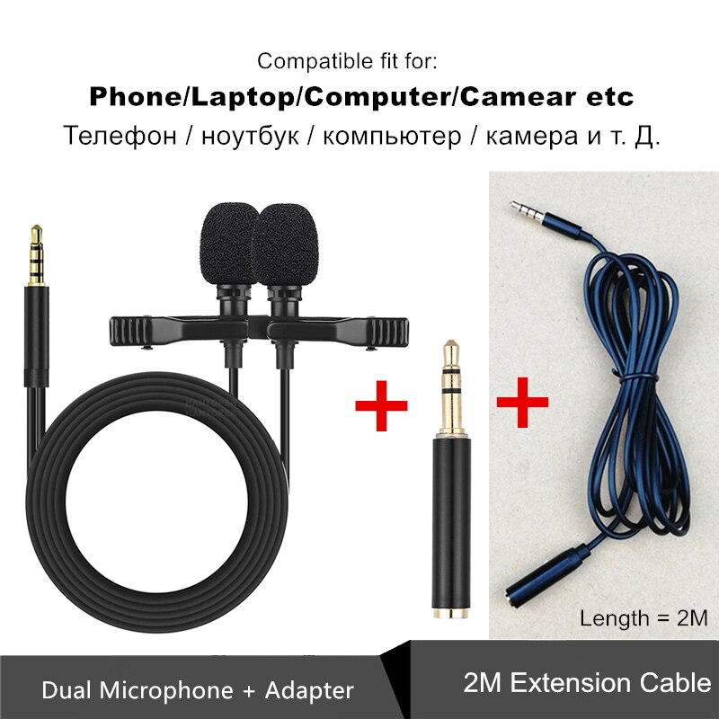 Doppio Mini portatile Lavalier microfono a condensatore Clip-on risvolto Mic cablato Mikrofo/Microfon per telefono per PC portatile: Style 7