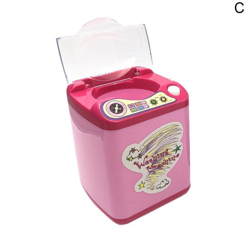 1 sztuk elektryczna pralka zabawka mechaniczna pralka elektryczna słodka zabawka pędzel kosmetyczny robić pudru ptyś podkładka uroda czyszczenie nowe narzędzie: wind różowy