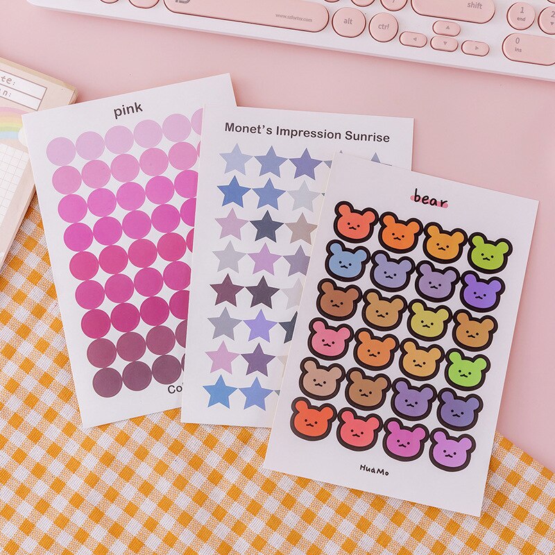 1 Sheet Cute Stationery Office School Supplies Kawaii Dot Heart Stickers Diary Scrapbook Decoration Adhesive Diary Album