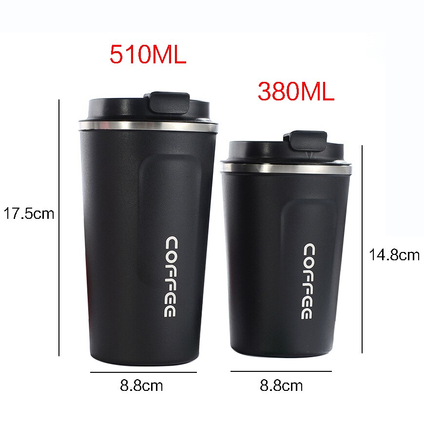 Kaffemuggar 380ml 510ml vakuum termosflaska dubbelväggig rostfritt stål isolerad vakuumkopp med lock resemuggar bpa gratis