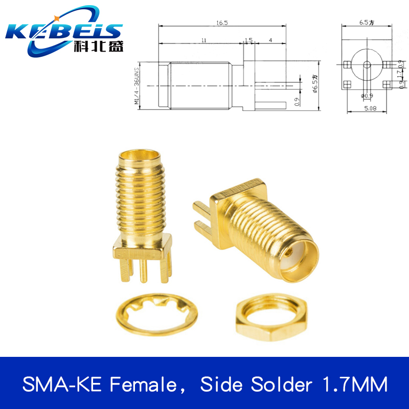 2Pcs SMA SMA-KE/KWE/KHD Female Jack Male Plug Adapter Solder Edge PCB Straight Right angle Mount RF Copper Connector Plug Socket: GRAY
