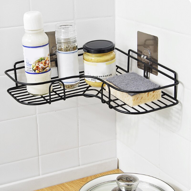 Driehoekige wandhoekrek badkamer keuken douche caddy plank organizer punch gratis houder fping