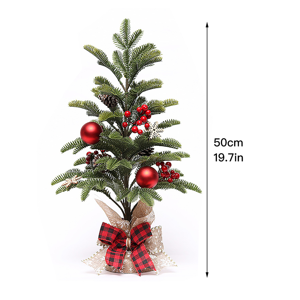 Plastic Tree Artificial Flowers Christmas Wreath Desktop Decoration Trees Festival Supplies Mini 50cm Pine Needle PE Wood Chips