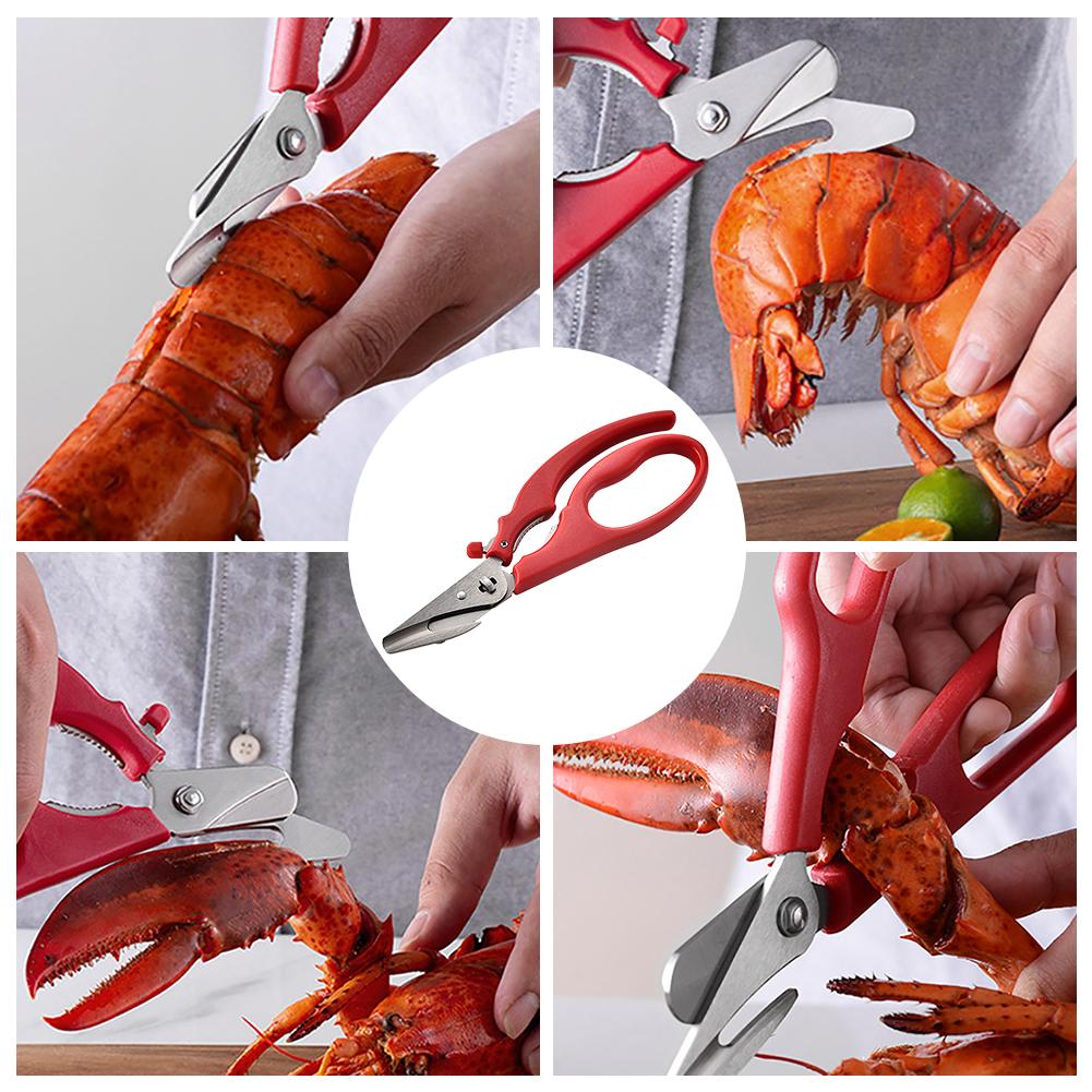 Ciseaux à homard en acier inoxydable, ciseaux de cuisine compacts et durables, ciseaux à homard de poisson, crabe, ciseaux à fruits de mer, batterie de cuisine