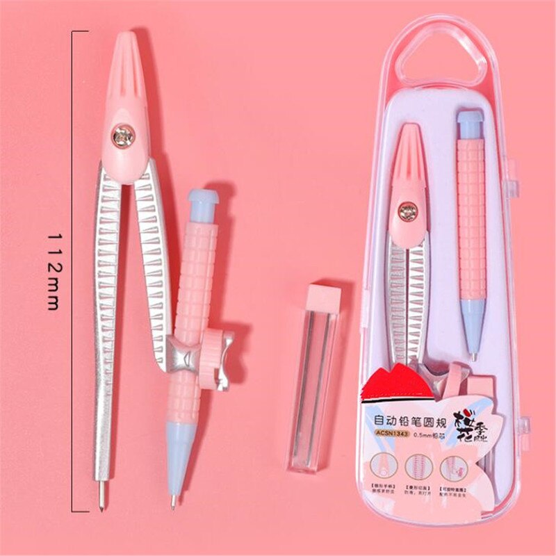 Student Set of Compasses Automatic Pencil Writing Stationery Office Protractor Compass Kid Geometry Mathematics Teaching Aids
