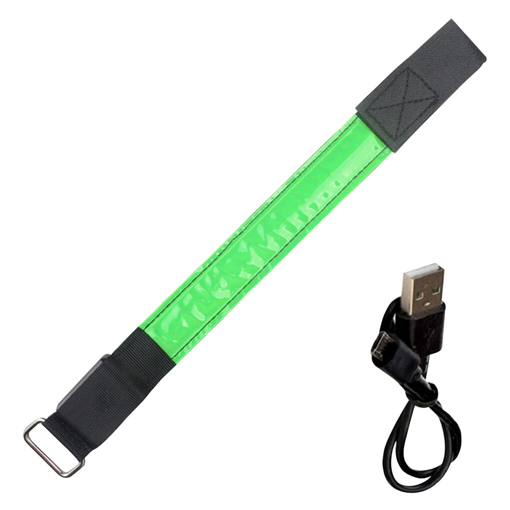 Arm Band Reflecterende Oplaadbare Running Led Armband Verstelbare Night Veiligheid Lichtgevende Band: Green