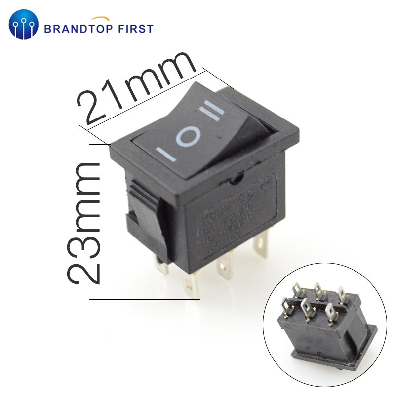 Ac 6a/250v 10a/125v 6 pin 21*15 mm 2 position 3 position boat rocker switch on off switch kcd 1 sort 21 x 15mm