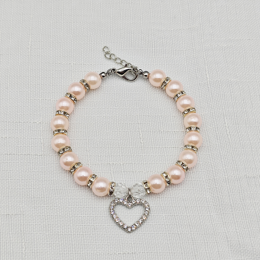collier de perles pour animaux de compagnie mignon avec pendentif en strass en forme de coeur collier de chien de chat réglable bijoux pour petits animaux de compagnie 8 couleurs: S / Rouge