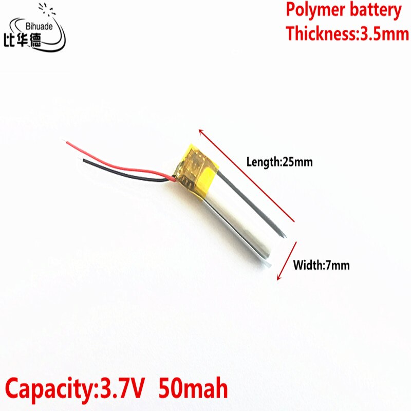 Liter-Energiebatterie 3,7 V, 50 mAh, 350725 Polymer-Lithium-Ionen-/Li-Ionen-Akku für Bluetooth, Kopfhörer-Akku der 4. Generation