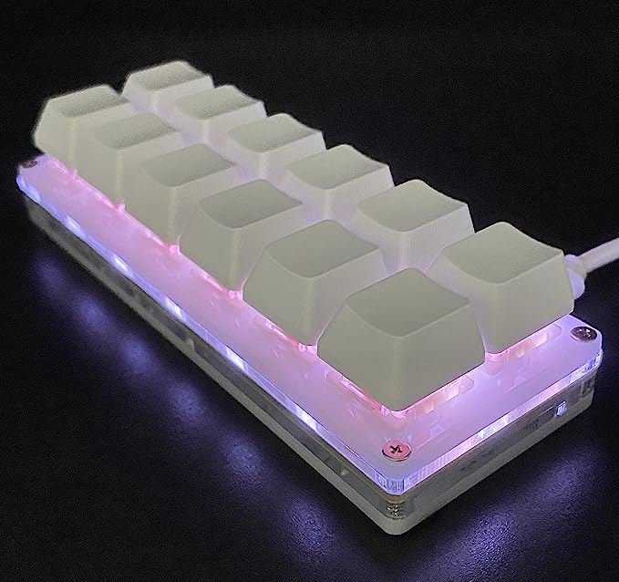 12-Tasten Mini mechanische Spielen-Tastatur Einhandtastatur USB-C Kabelgebundene OSU-Tastatur Programmierbare und -Tauschen-fähige Tastatur: Weiß