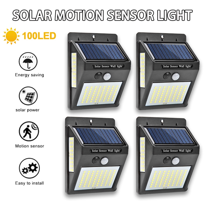 100LED Solar Light Outdoor Solar Lamp 3 Modi Pir Motion Sensor Wandlamp Waterdichte Zonne-energie Licht Voor Tuin Decoratie