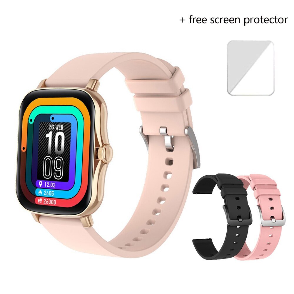 Reloj inteligente Y20 P8 Plus para hombre y mujer, dispositivo completamente táctil de 1,7 pulgadas, resistente al agua IP67, GTS 2, Android e IOS: add 2 strap C