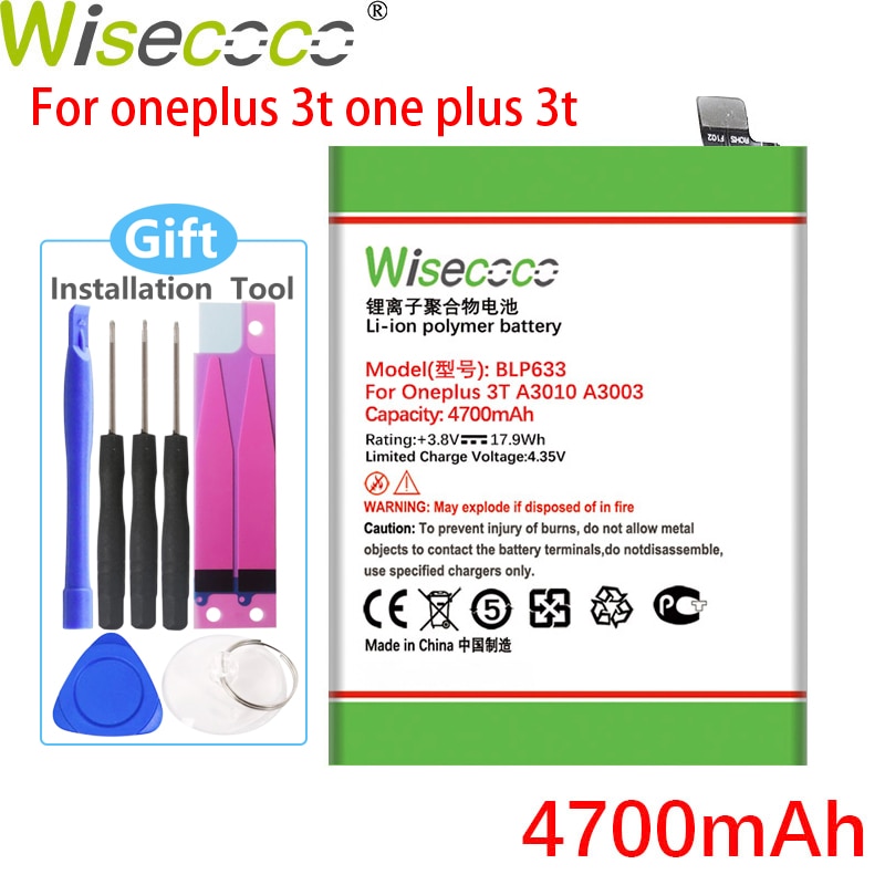 WISECOCO BLP633 4700mAh batería para OnePlus 1 + 3T One Plus 3T Three T teléfono última producción batería de + código de seguimiento