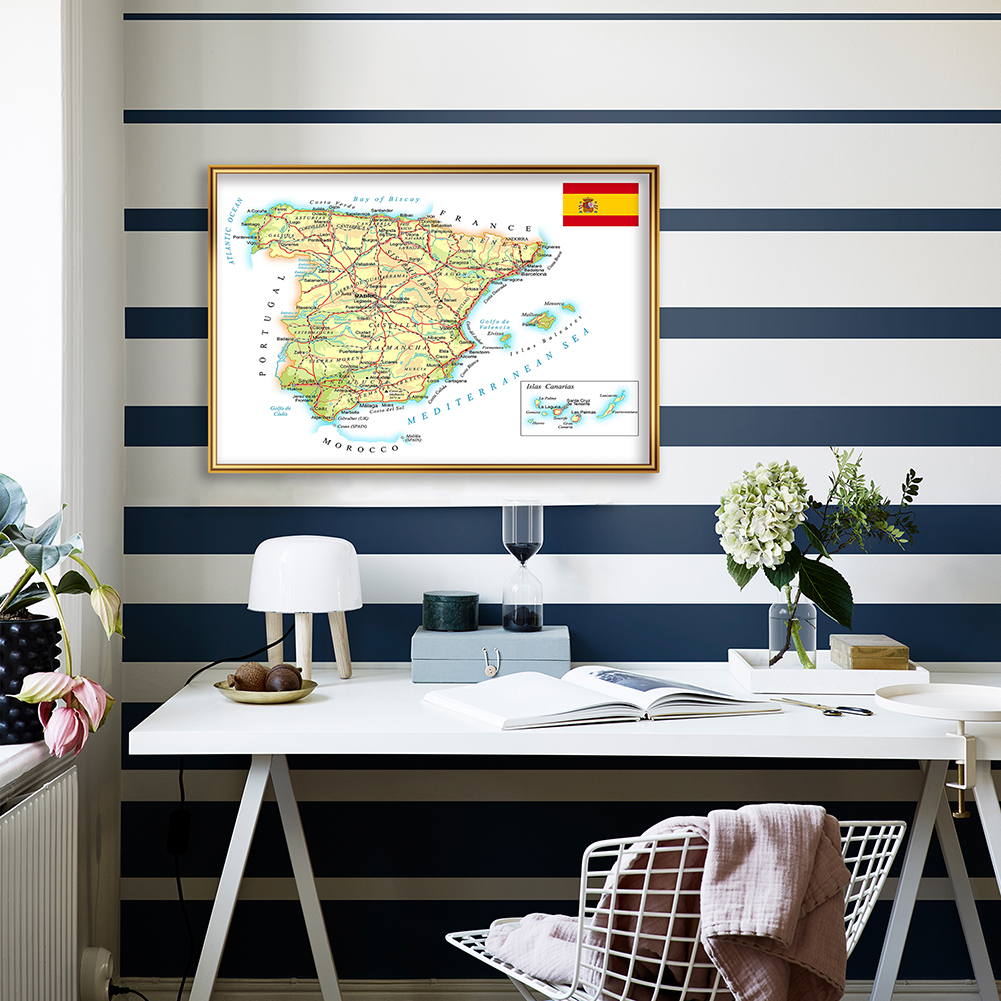 59*42cm The Spain Political Map In Spanish Wall Poster Canvas Painting Living Room Home Decoration School Supplies Travel