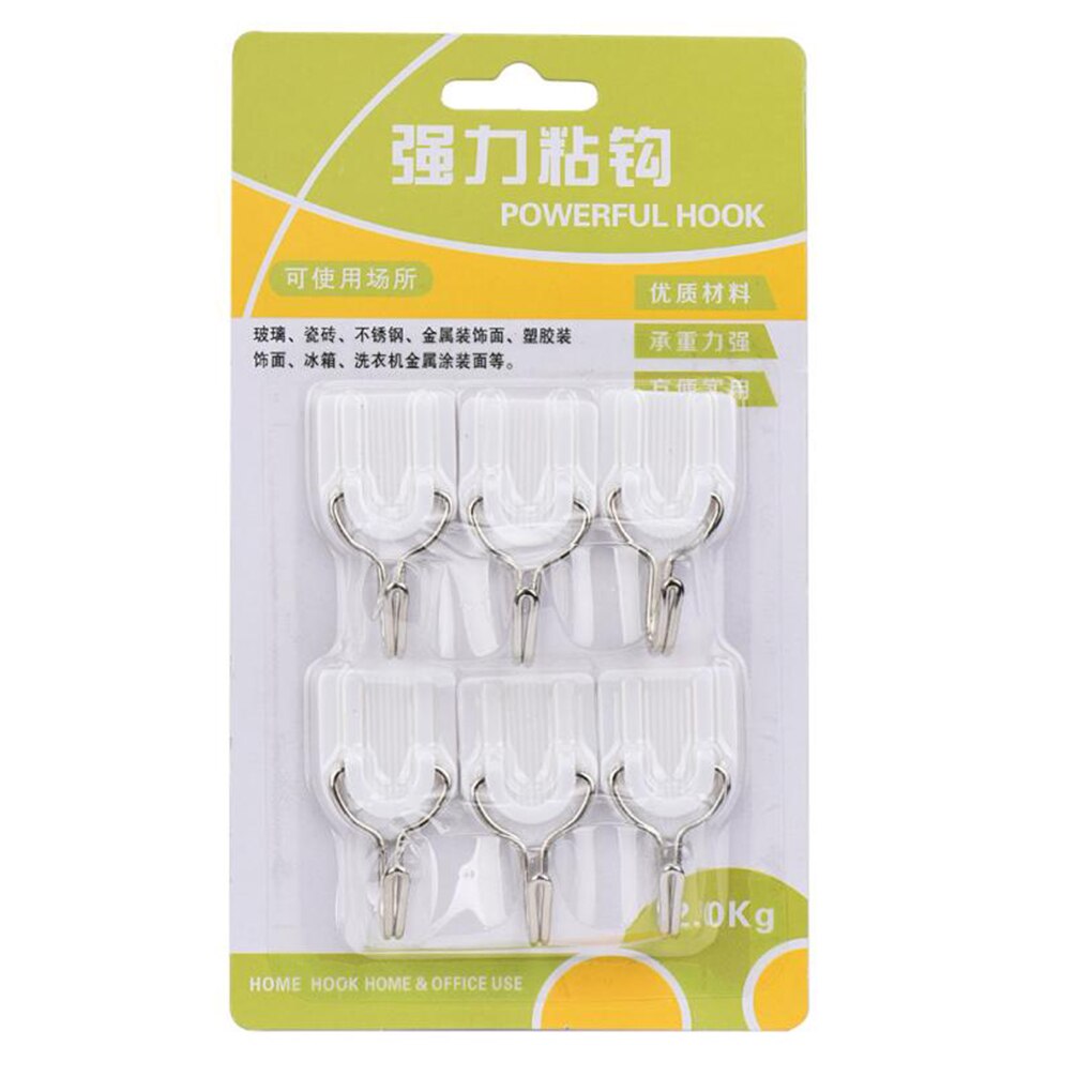 6Pcs Deur Muur Hanger Holder Tegels Glas Lijm Sterke Kleverige Haken Badkamer Keuken Gebruiksvoorwerp Kleding Muur Haken Hanger