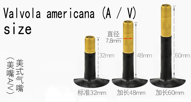 Valve américaine pour chambre à air de vélo de 22 pouces (A/V), valve française (F/V), 1.75 1.5 2.125, accessoires pour pneus de bicyclette