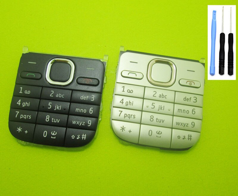 English Letter Keypad Keyboard Buttons for Nokia C2-01 C2 01 Gold Black & Screwdriver Open Tools