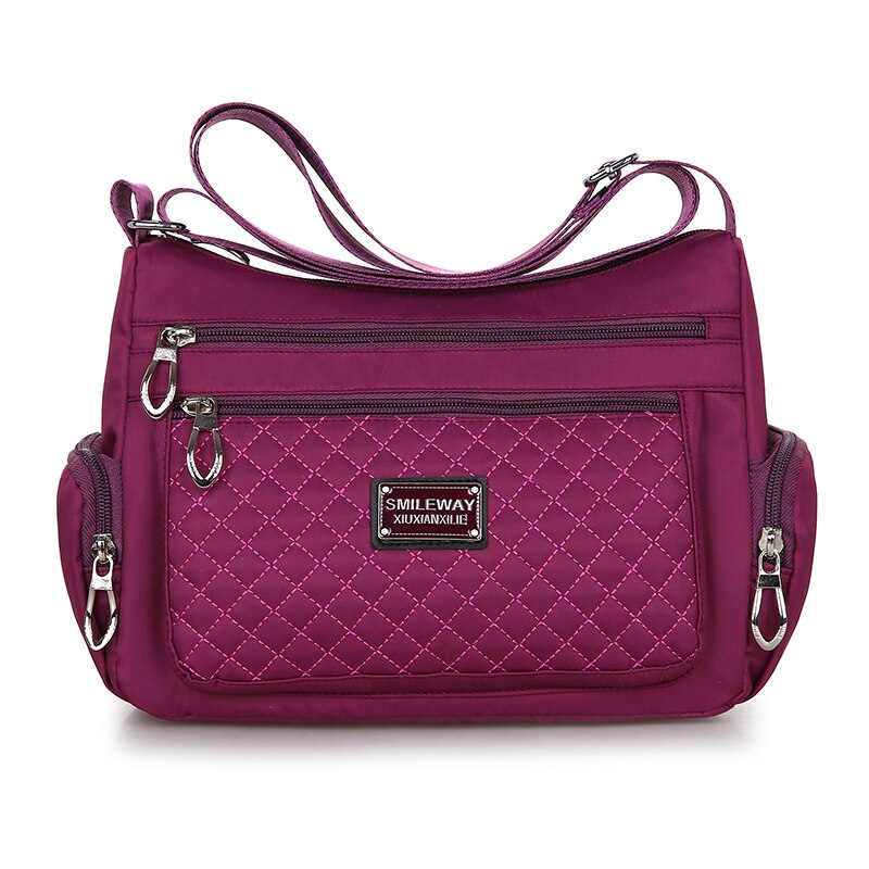 Donne di Lusso messaggero Borsa in nylon Impermeabile Borse a Spalla casuale superiore-maneggiare Signore Della Borsa di Viaggio Delle Donne Crossbody Borsa: VIOLA