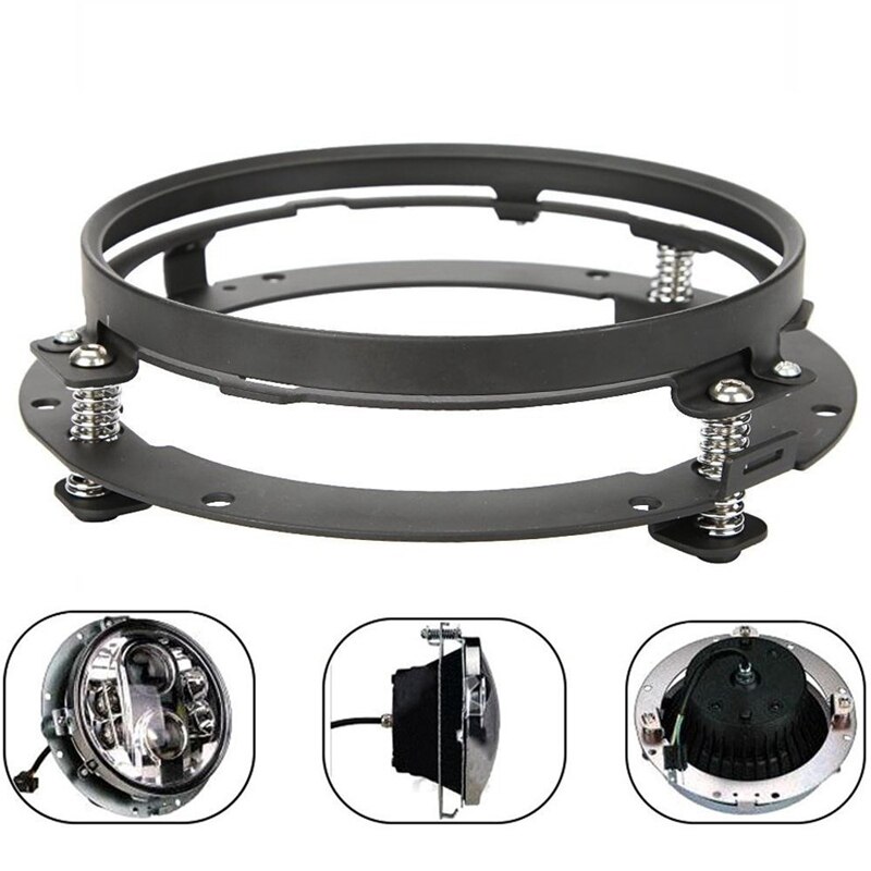 7-Inch Round Headlight Mounting Bracket – For Jeep, Black, Universal Fit