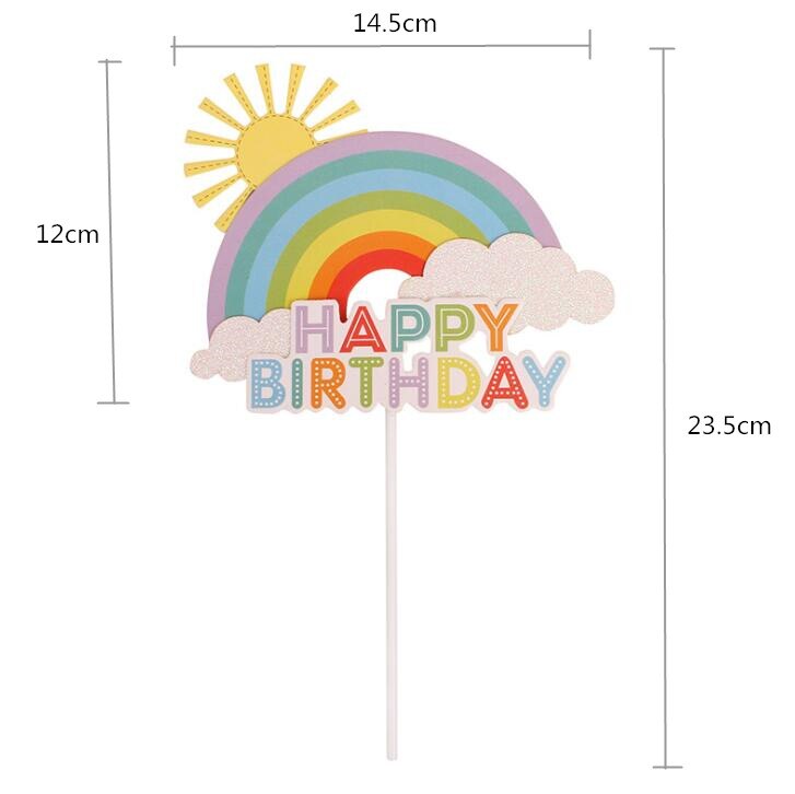 Cake Topper Rainbow Cake Flag Happy Birthday Cake Topper Dessert Decoration for Birthday Party Lovely