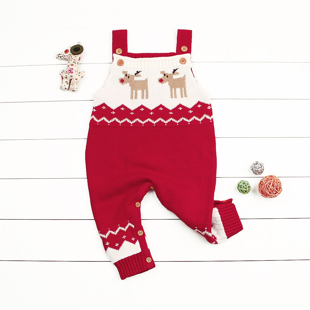 ah lavorato a maglia Spessa Vestiti Del bambino Del Capretto Della Ragazza e Del Ragazzo Del bambino di Natale corpo e Pagliaccetti Caldo Carino Maglione Pagliaccetto Appena nato Vestiti Del bambino Vestito tuta: Rosso / 18m