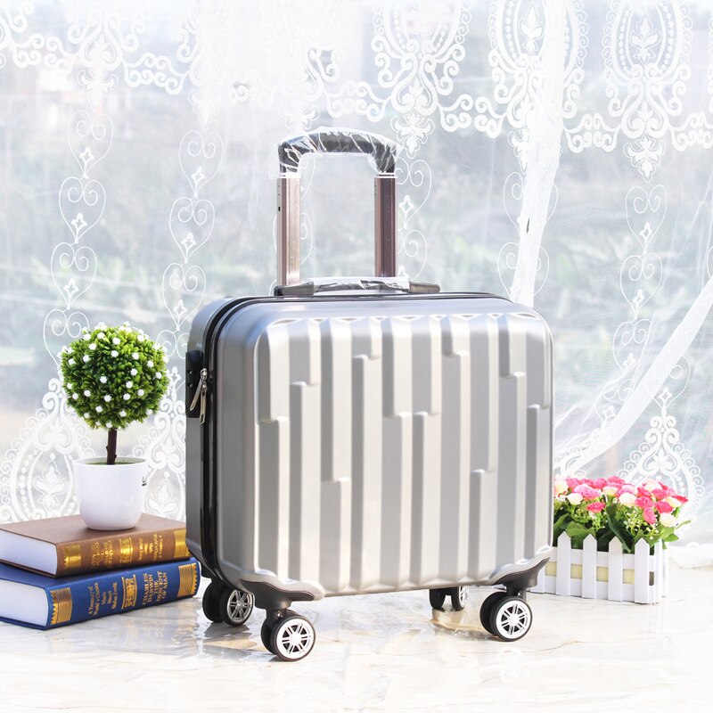 Mute Universele Wiel Kofferbak Mini Cabine Unisex Kleine Trolley Case Wachtwoord Koffer 18 Inches Trolley Abs Hars: Silver gray