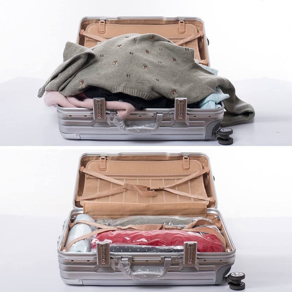Sac de rangement sous vide transparent multi-usages, nécessaire de voyage, sacs d'emballage à Compression pour vêtements, gain d'espace, anti-poussière