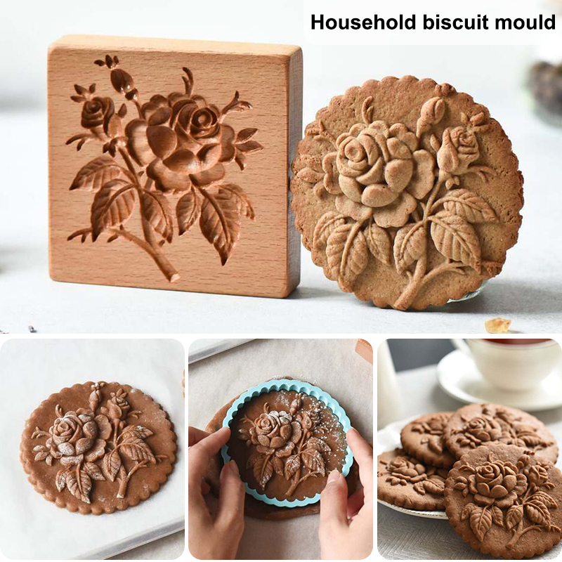 Holz Cookie Schimmel Haushalt Lebkuchen Kuchen Schimmel Presse 3D Keks Präge Formen Bäckerei Gerät Backen Werkzeug Küche Liefert