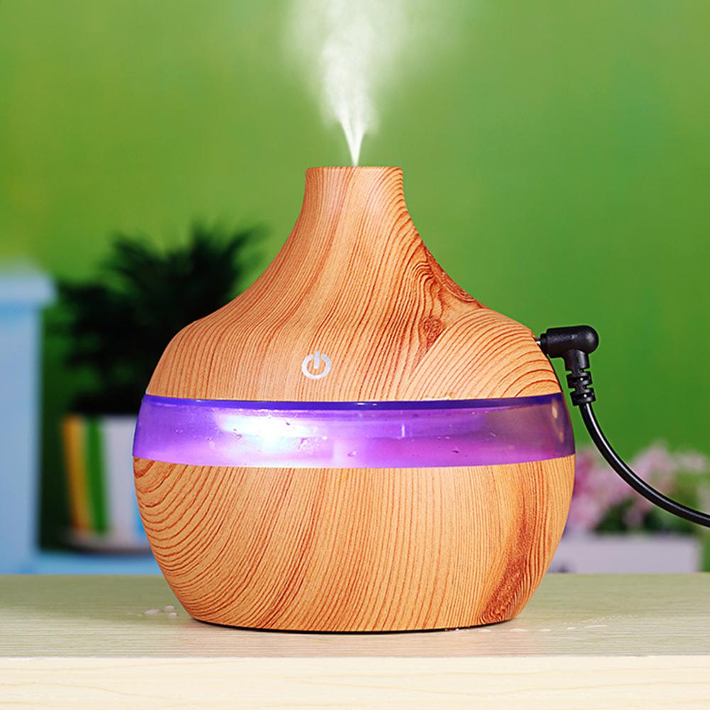 300ml mini bærbar usb ultralyd luftfugter elektrisk aroma luft diffusor træ æterisk olie aromaterapi cool tåge maker