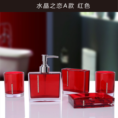 Akryl fem stykker sett dårlig vaske sett baderomsutstyr diamant kopp børste elskere såpeskål tannbørsteholder: 3