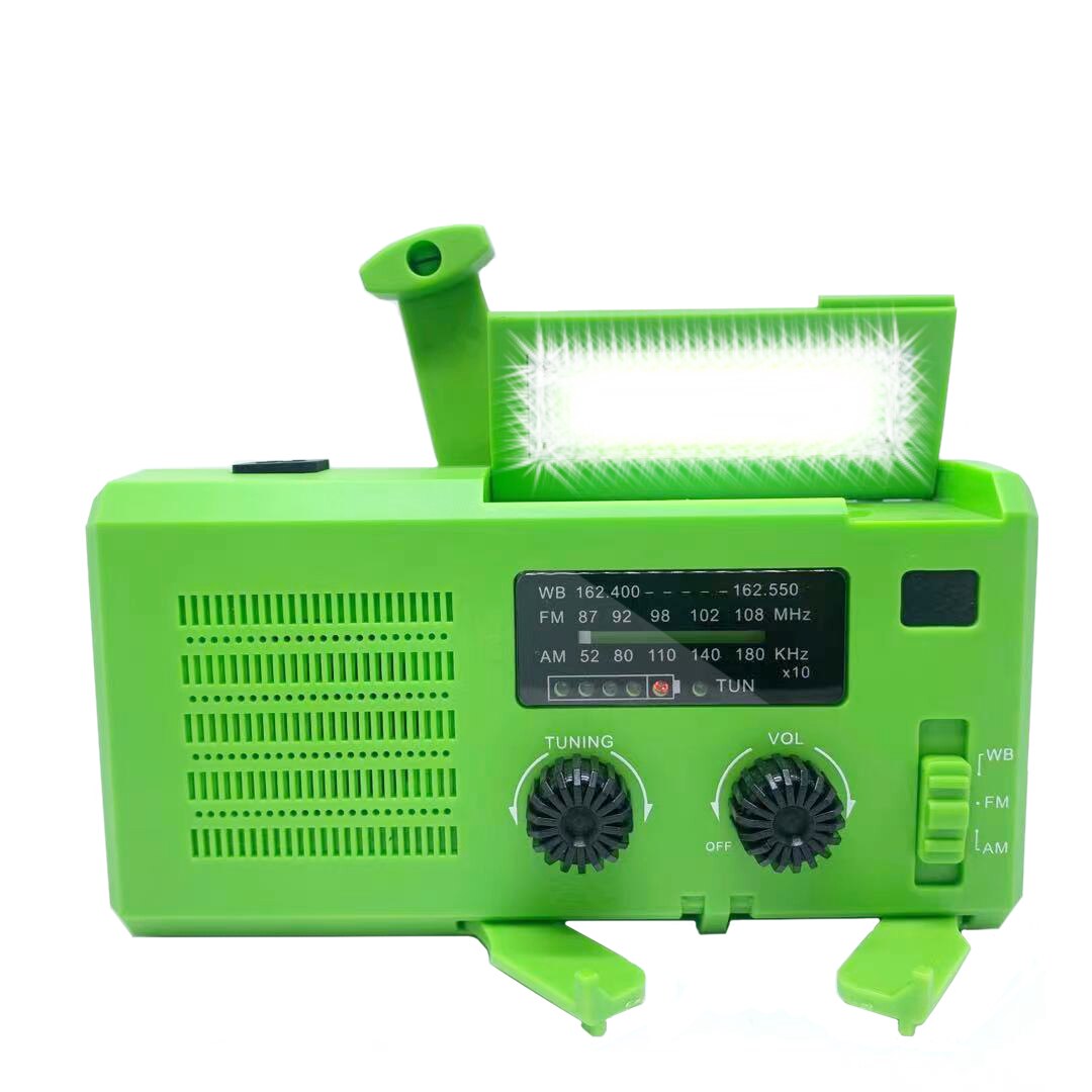 Emergency Solar Power Hand Crank Dynamo Generator 4000Mah Telefoon Oplader Bank Sos Am/Fm Noaa Weer Cob zaklamp Radio: GREEN