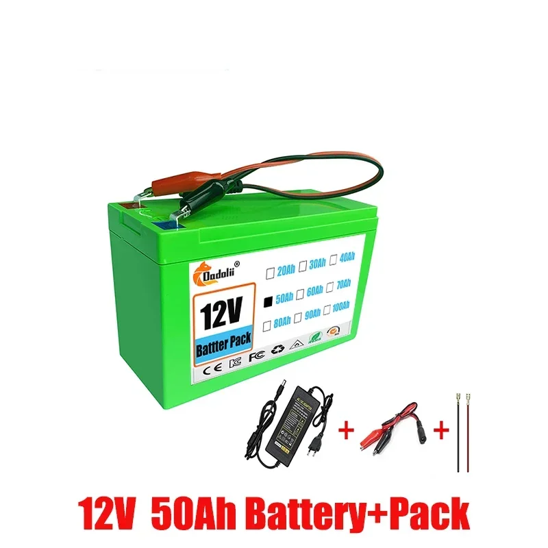 12V Litiumakku 100Ah Li-Ion - Ladattava Paketti Aurinkoenergiaan Sähköautoon + 12.6V3A Laturi: Harmaa