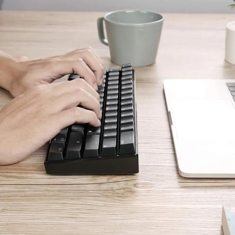 Real Kludge RK61 bluetooth con conexión de modo doble 60% oro/azul hielo retroiluminado Teclado mecánico para jugar-interruptor azul blanco