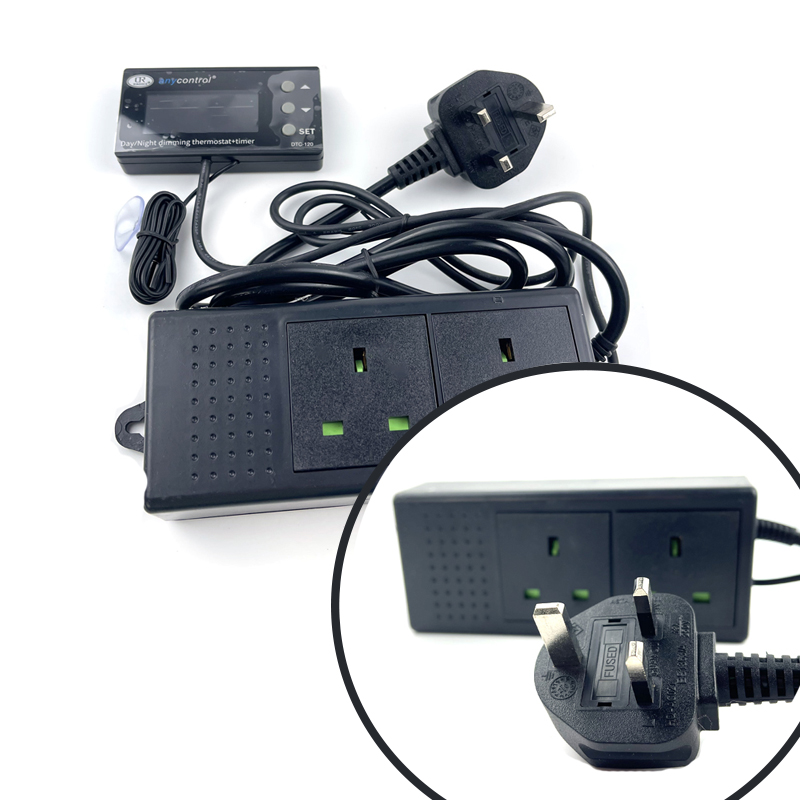 Day/Night Dimming Thermostat With Timer LCD Display EU/US/UK Plug For Aquatic And Reptile Aquarium And Terrarium: UK Plug