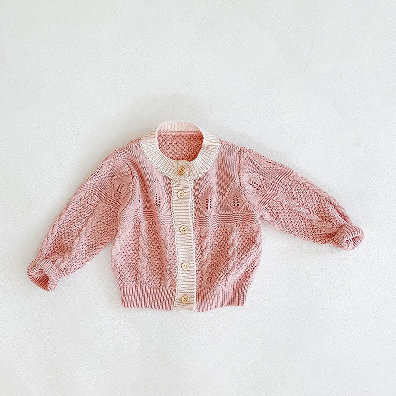 MILANCEL baby girl autumn clothes single breast baby boys sweater cute baby knitwear baby cardigans: pink / 24M