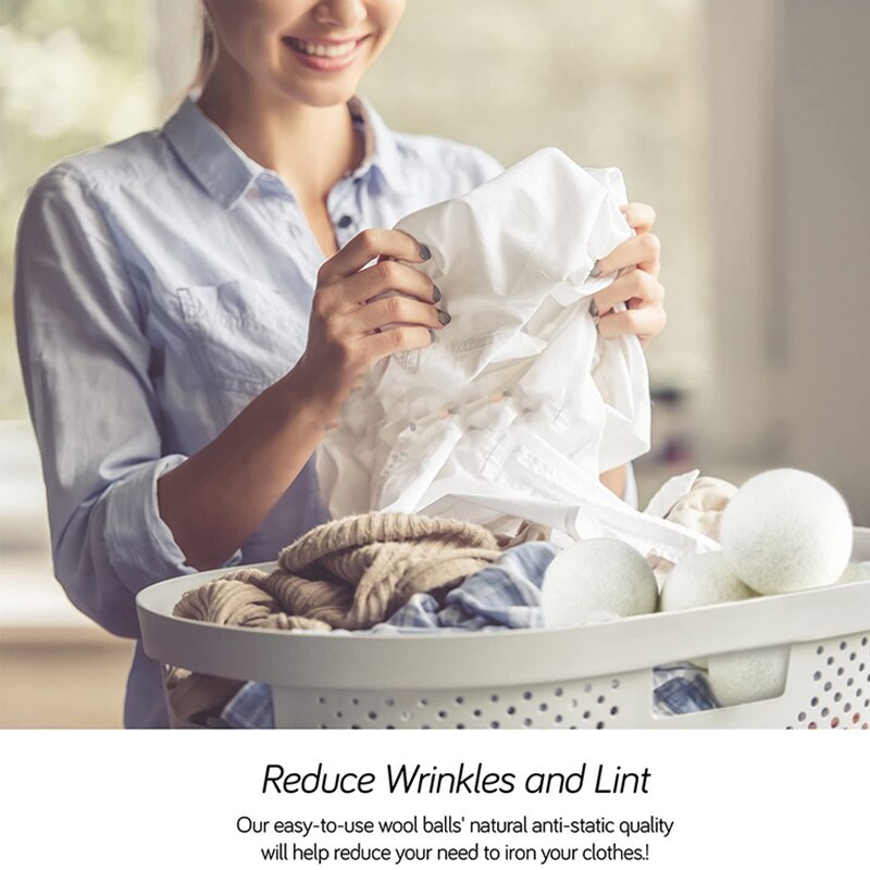 6Pcs/Lot Natural Tumble Dryer Ball Wool Dryer Ball Reusable Clothes Drying Laundry Clean Ball Laundry Fabric Softener Ball