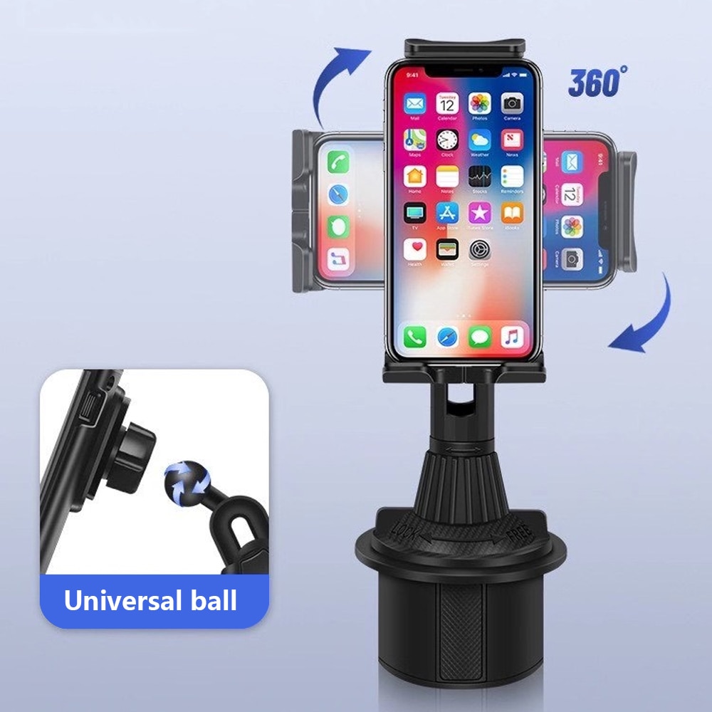 Suporte universal para copos de carro, para celulares e tablets, apple ipad pro 360, air 12.9, mini 4, 5, samsung tab s7 plus 2019, 12.4