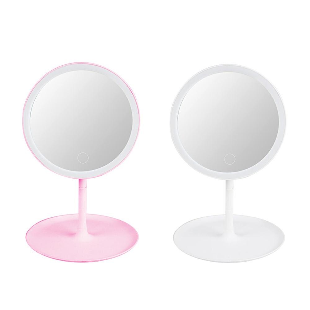 Luminous Makeup Mirrors 90 ° Rotation LED Lighted Portable Bathroom Mirror Lamp Magnifying Adjustable Brightness Round