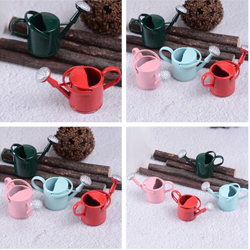 1/12 Poppenhuis Metalen Gieter Tuin Miniatuur Decoratie Voor Kinderen Kids Poppen Acces Miniatuur Meubels