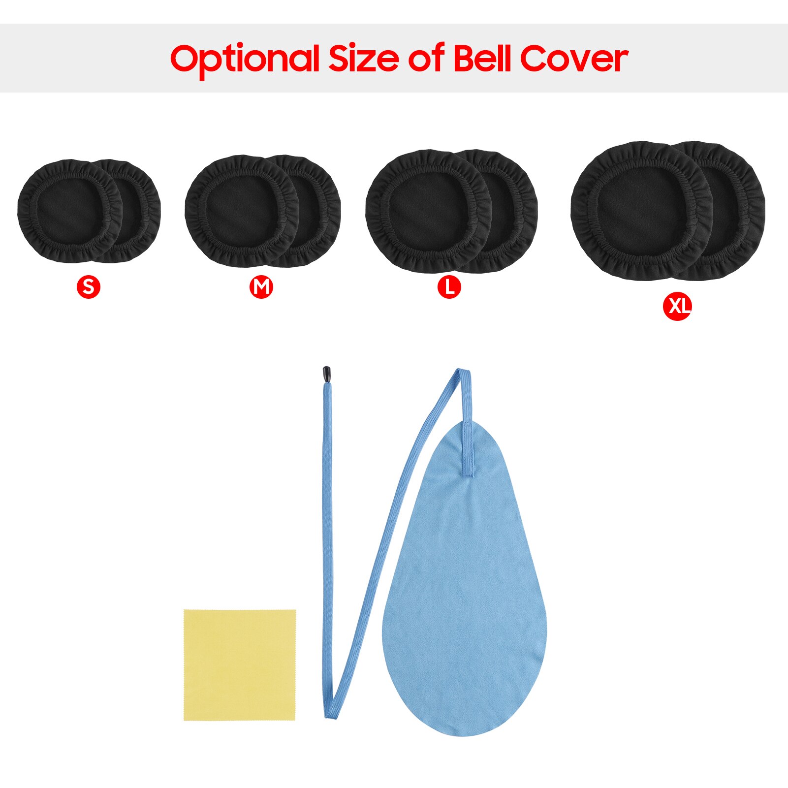 Wind Instrument Bell Cover Dustproof Moistureproof Cleaning Swab Wiping Cloth Kit for Trumpet Sax Clarinet Oboe Trombone